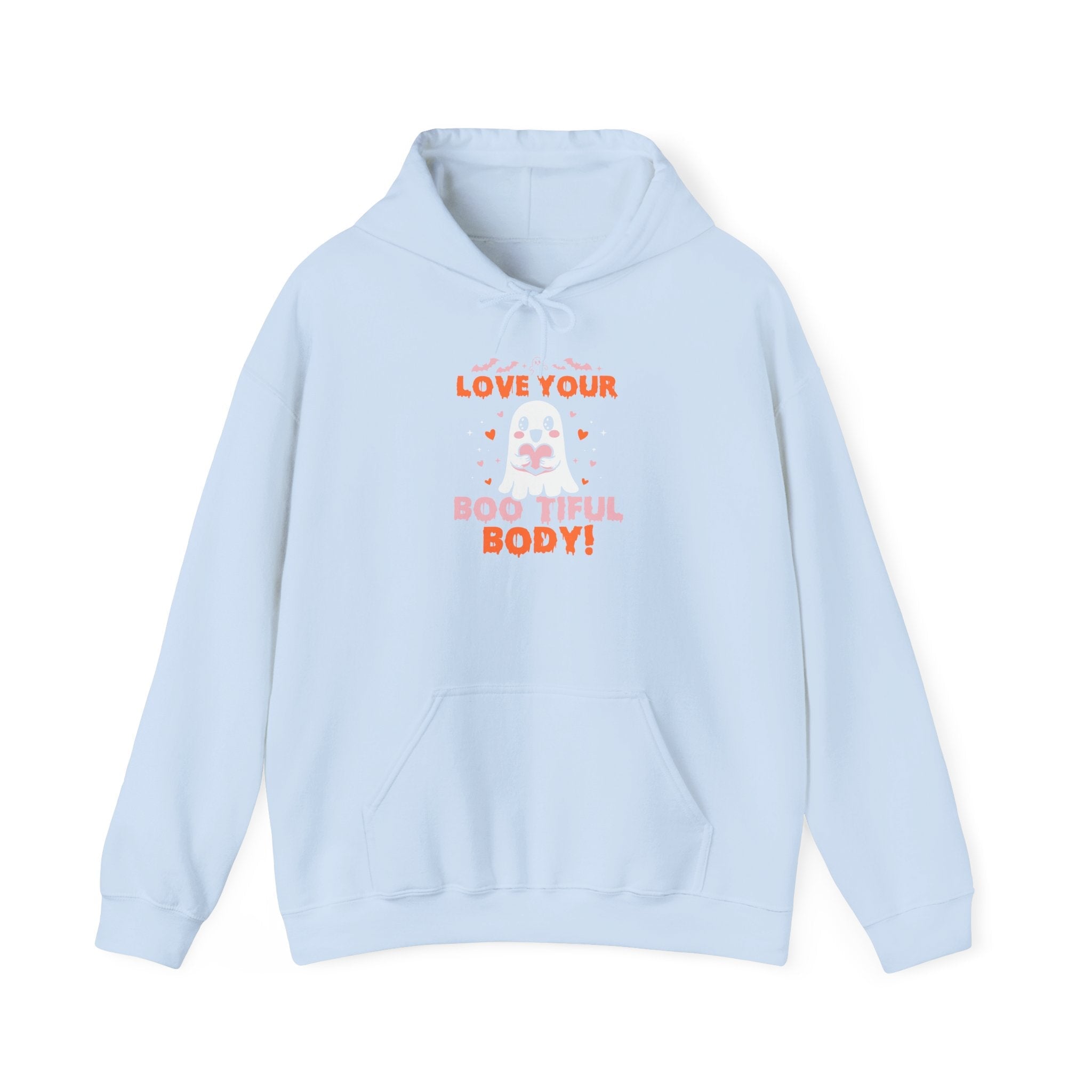 Love Your Boo-tiful Body Halloween Self-Love Hooded Sweatshirt Hoodie Printify S Light Blue 