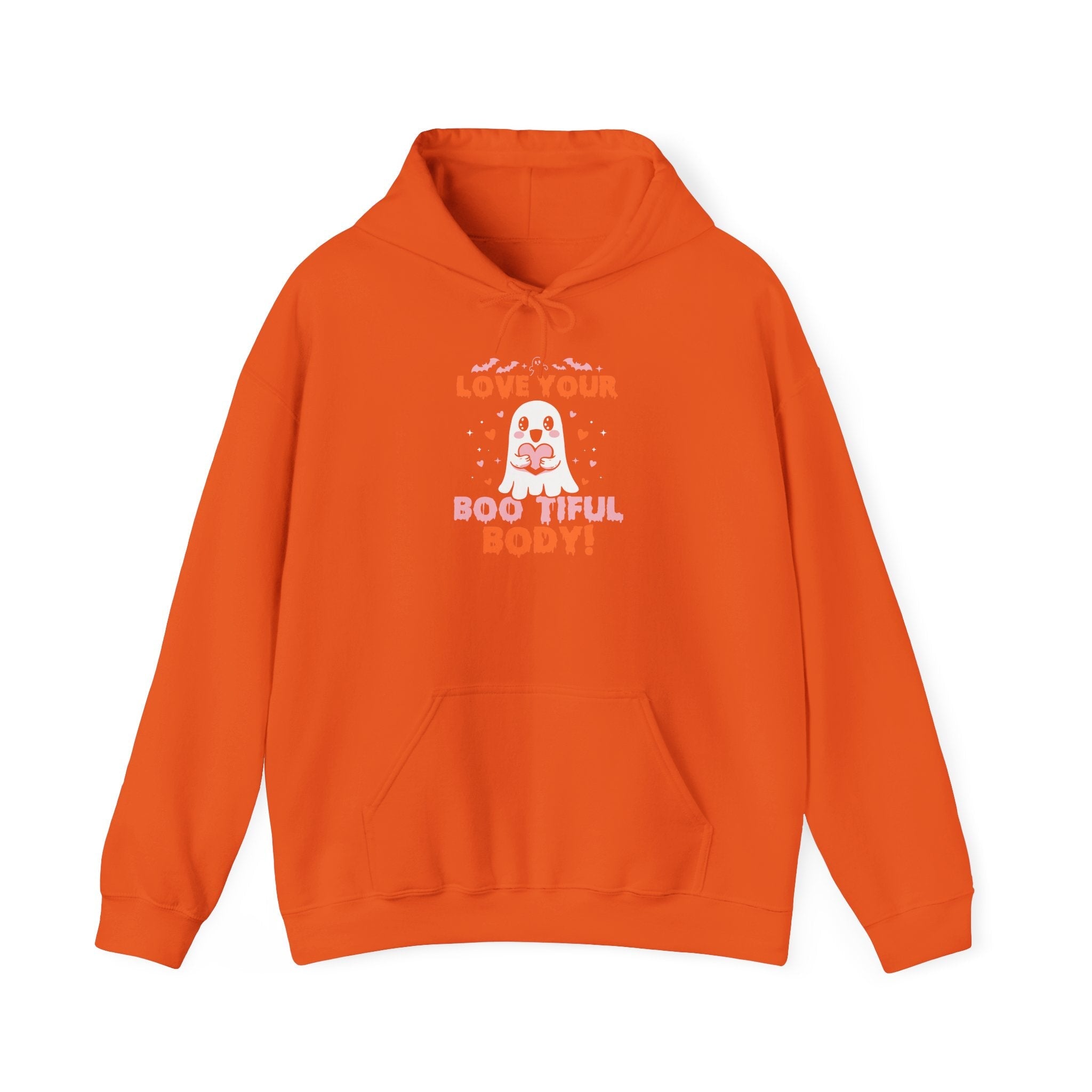 Love Your Boo-tiful Body Halloween Self-Love Hooded Sweatshirt Hoodie Printify S Orange 