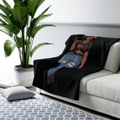Mimi Sherpa Fleece Blanket Home Decor Printify 