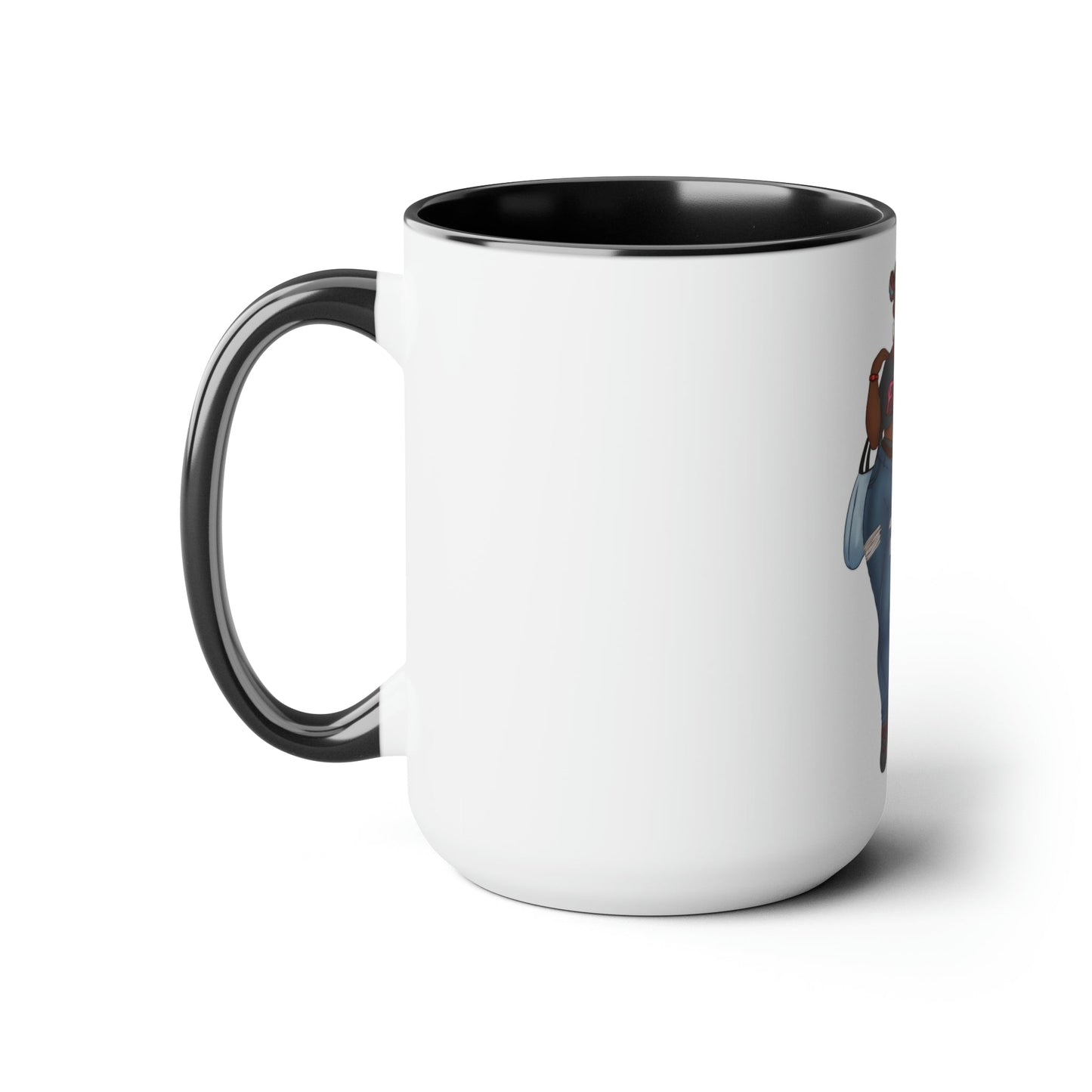 Mimi Two-Tone Coffee Mugs, 15oz Mug Printify 15oz Black 