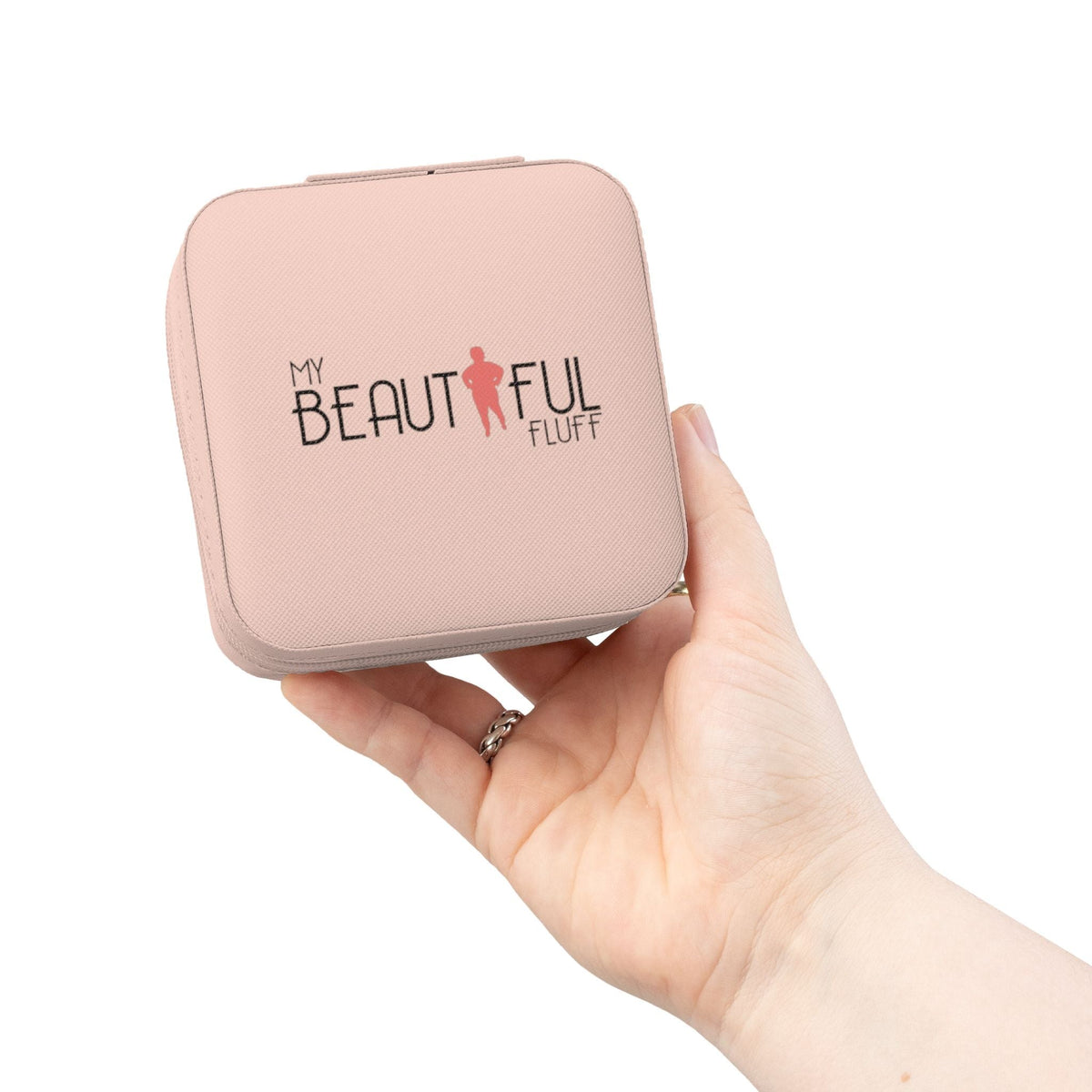 My Beautiful Fluff Jewelry Travel Case — Compact Travel Jewelry Organizer Home Decor Printify Pink 4" x 4" x 2" 