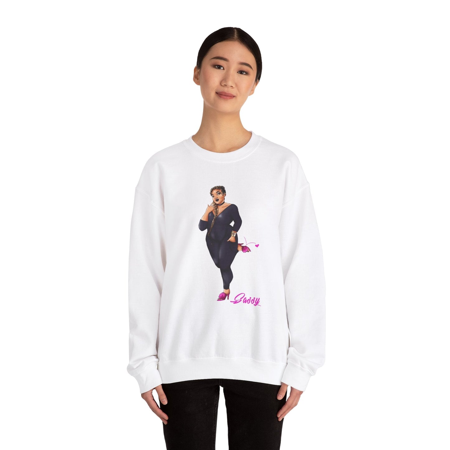 Rasheedah Plus Size Model Crewneck Sweatshirt - Show off Your Fluff Contest Sweatshirt Printify 