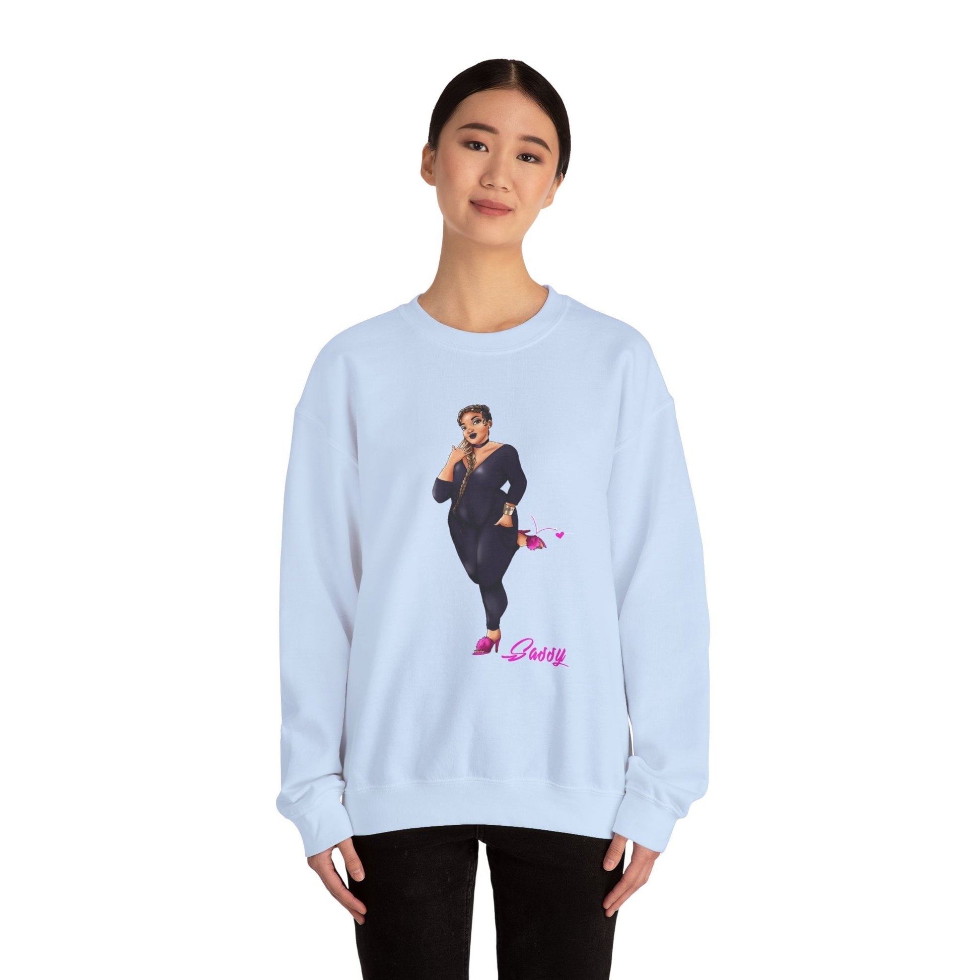 Rasheedah Plus Size Model Crewneck Sweatshirt - Show off Your Fluff Contest Sweatshirt Printify 