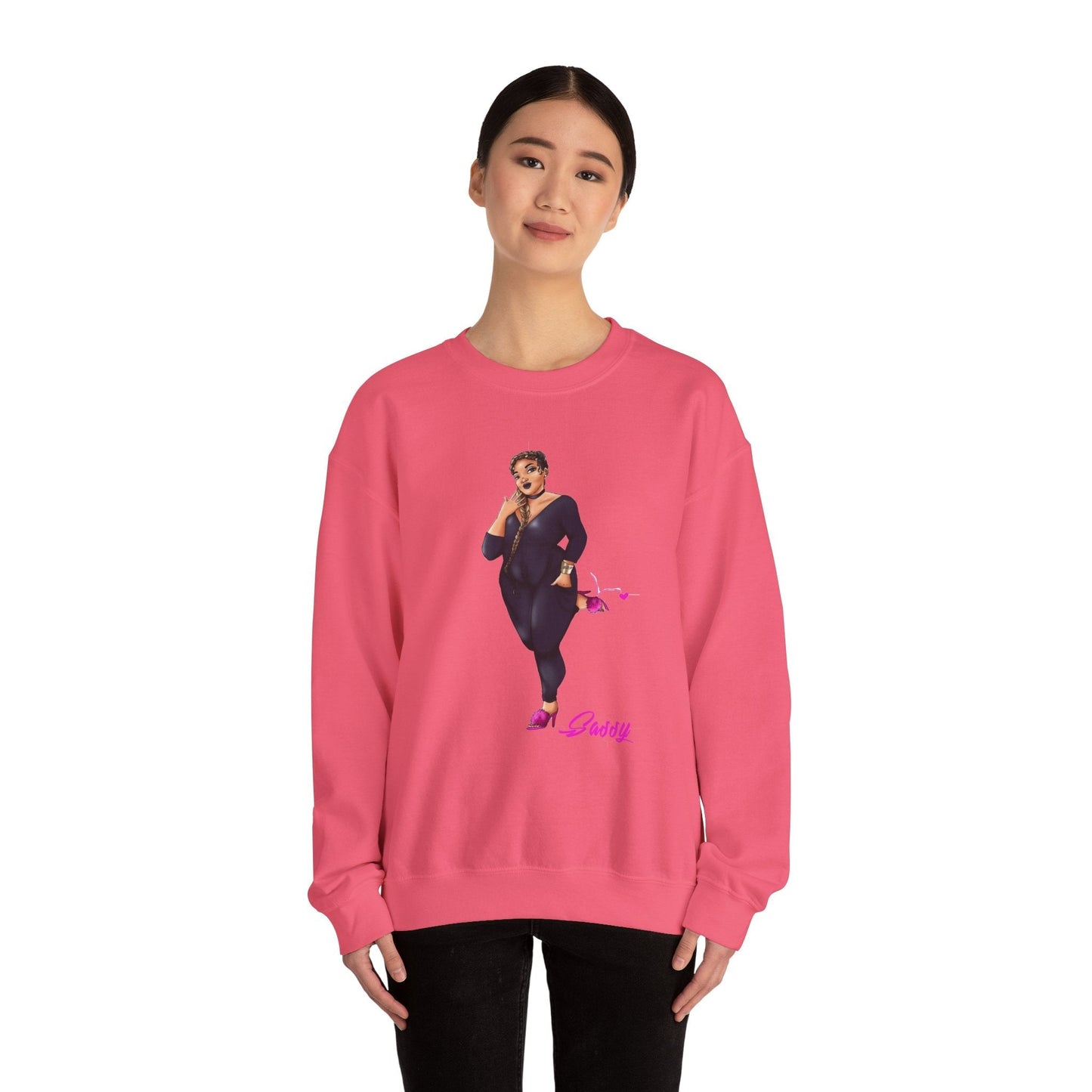 Rasheedah Plus Size Model Crewneck Sweatshirt - Show off Your Fluff Contest Sweatshirt Printify 