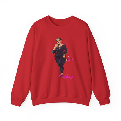 Rasheedah Plus Size Model Crewneck Sweatshirt - Show off Your Fluff Contest Sweatshirt Printify Red S 