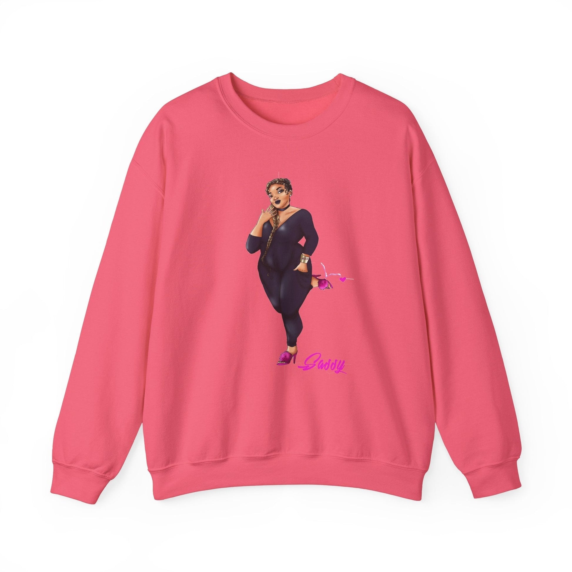 Rasheedah Plus Size Model Crewneck Sweatshirt - Show off Your Fluff Contest Sweatshirt Printify Safety Pink S 