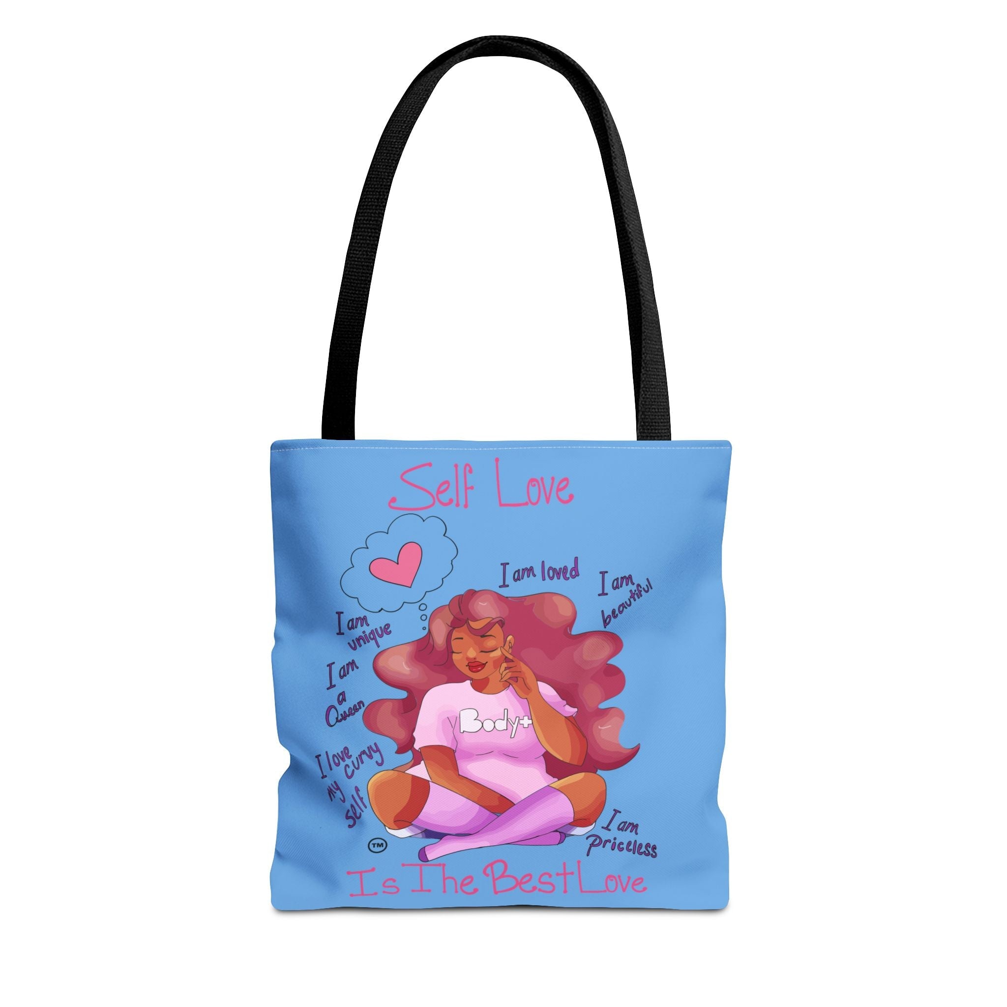 Self Love Tote Bag — Inspirational Affirmation All-Over Print Tote Bags Printify 13" × 13'' Black 