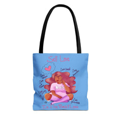 Self Love Tote Bag — Inspirational Affirmation All-Over Print Tote Bags Printify 13" × 13'' Black 