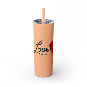 Skinny Tumbler with Straw, 20oz Mug Printify Glossy Glitter Blush 20oz