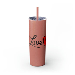 Skinny Tumbler with Straw, 20oz Mug Printify Glossy Glitter Dusty Rose 20oz