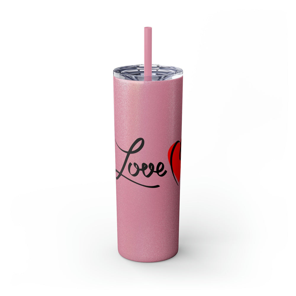 Skinny Tumbler with Straw, 20oz Mug Printify Glossy Glitter Magic Pink 20oz