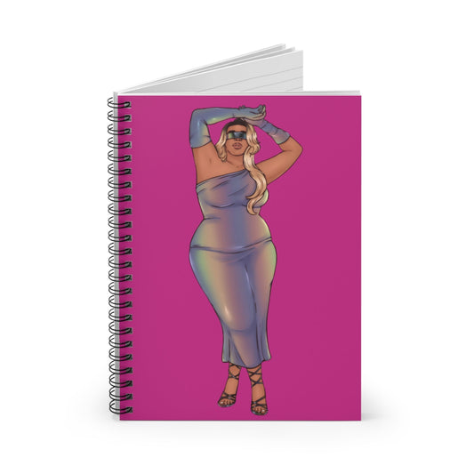 Tazah Chic Diva Spiral Notebook - Fashion Sketch, Trendy Journal, Gift for Fashion Lovers, Writing Notebook, Magenta Color Paper products Printify 