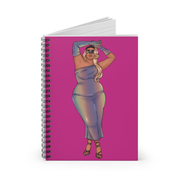 Tazah Chic Diva Spiral Notebook - Fashion Sketch, Trendy Journal, Gift for Fashion Lovers, Writing Notebook, Magenta Color Paper products Printify 