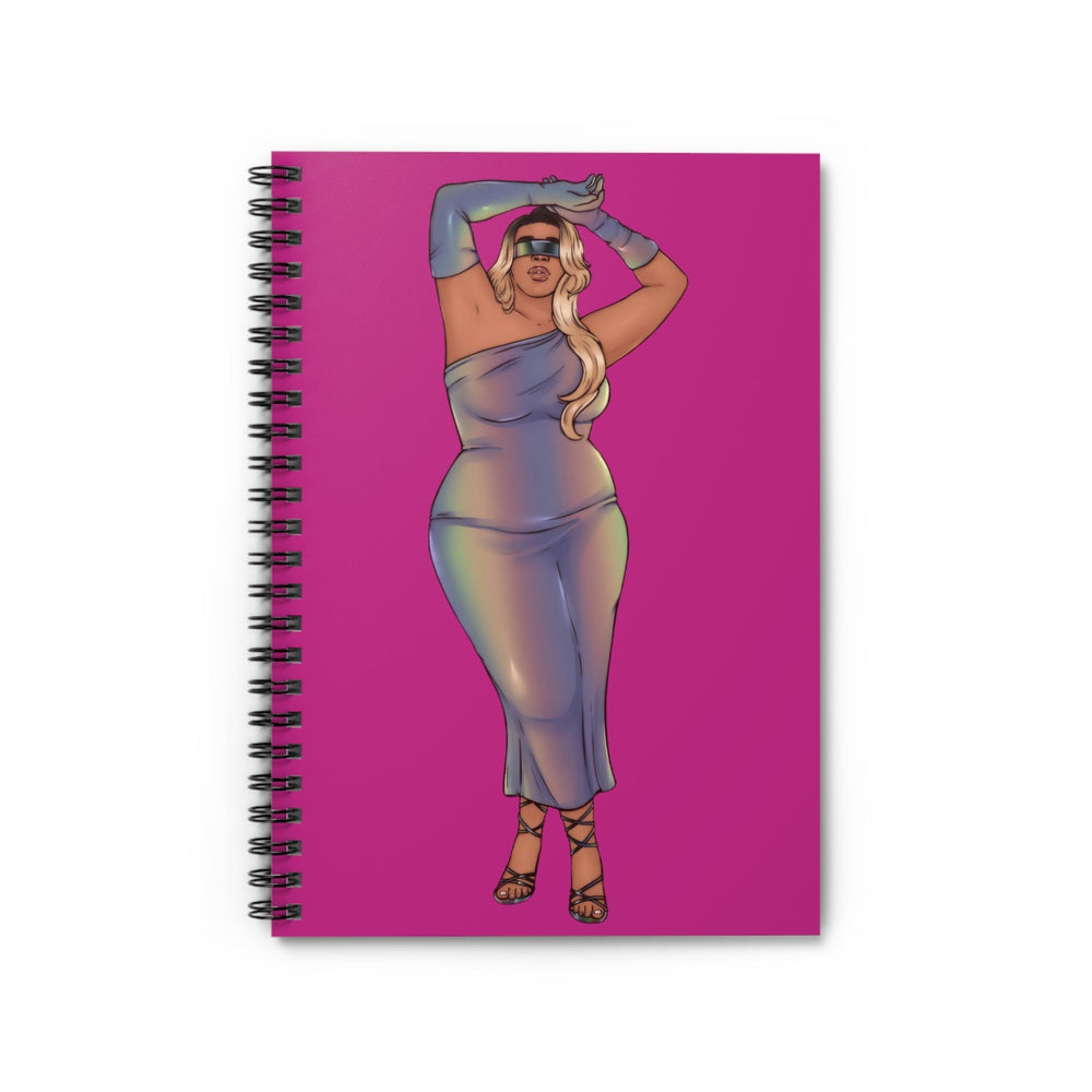 Tazah Chic Diva Spiral Notebook - Fashion Sketch, Trendy Journal, Gift for Fashion Lovers, Writing Notebook, Magenta Color Paper products Printify One Size 