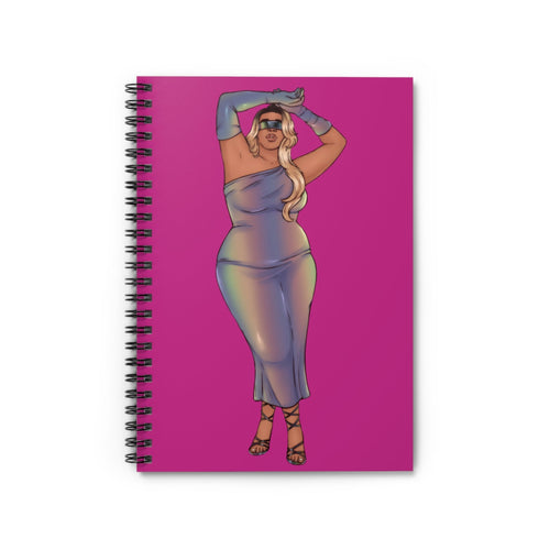 Tazah Chic Diva Spiral Notebook - Fashion Sketch, Trendy Journal, Gift for Fashion Lovers, Writing Notebook, Magenta Color Paper products Printify One Size 