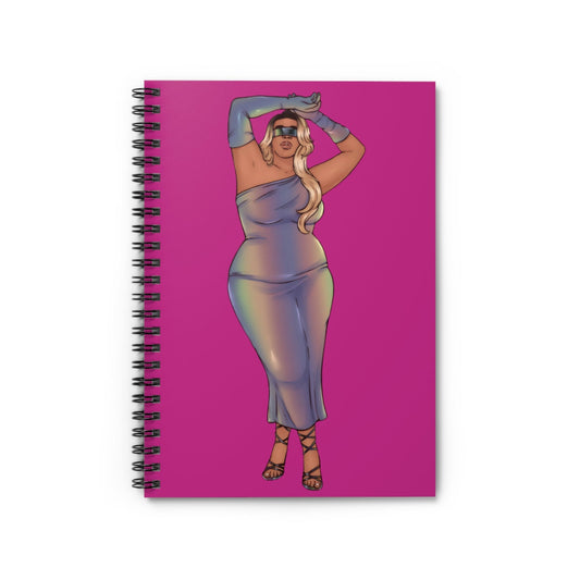 Tazah Chic Diva Spiral Notebook - Fashion Sketch, Trendy Journal, Gift for Fashion Lovers, Writing Notebook, Magenta Color Paper products Printify One Size 