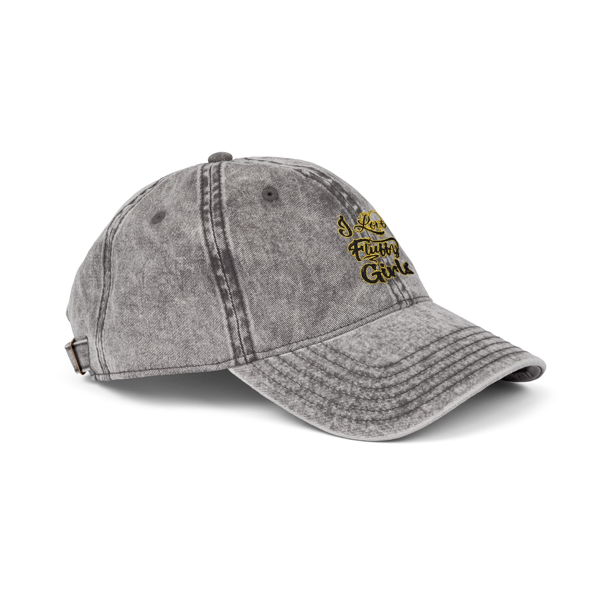 Vintage Embroidered Cap — I love Fluffy Girls Hats Printify 