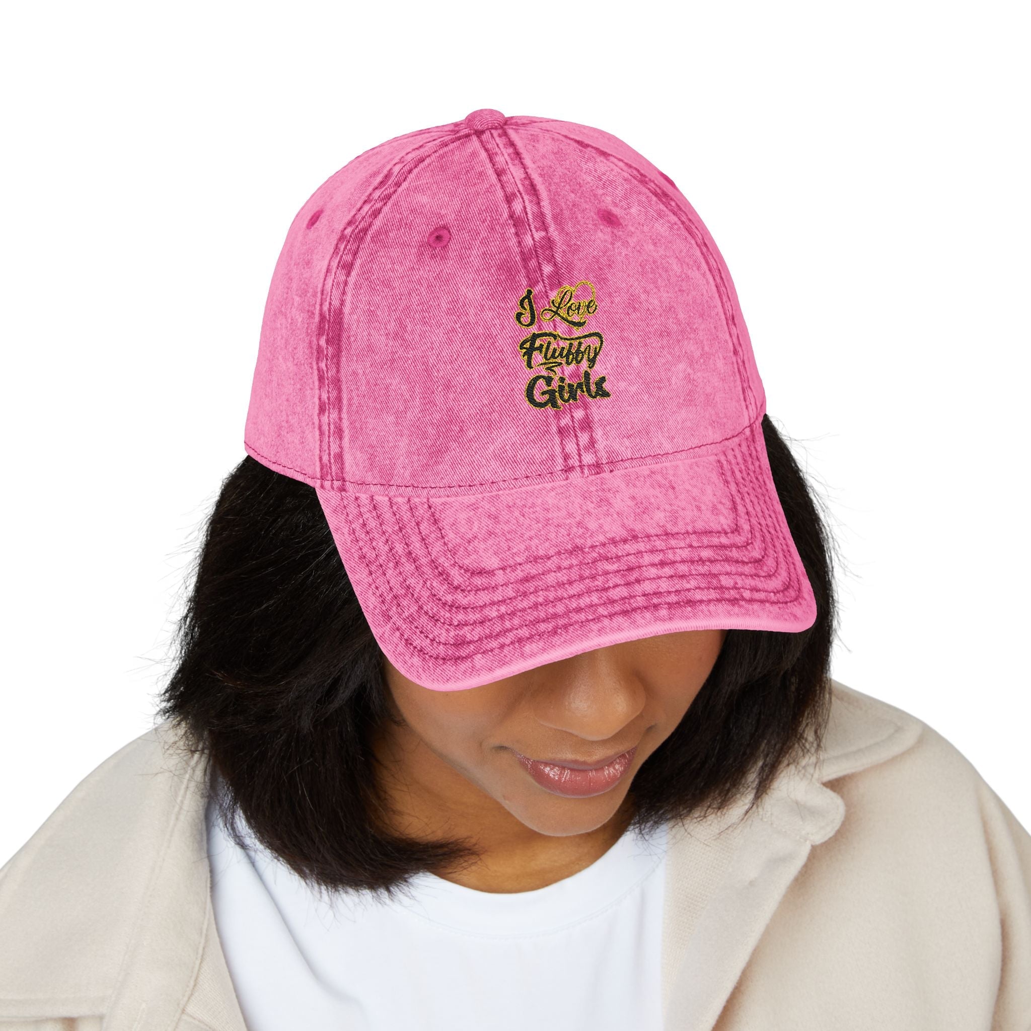 Vintage Embroidered Cap — I love Fluffy Girls Hats Printify 