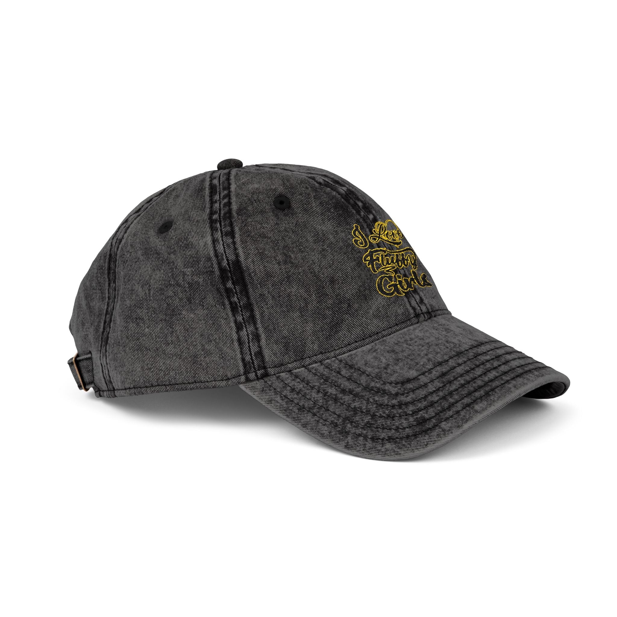 Vintage Embroidered Cap — I love Fluffy Girls Hats Printify 