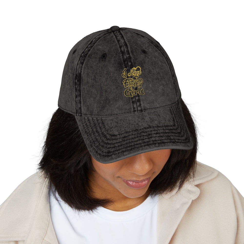 Vintage Embroidered Cap — I love Fluffy Girls Hats Printify 