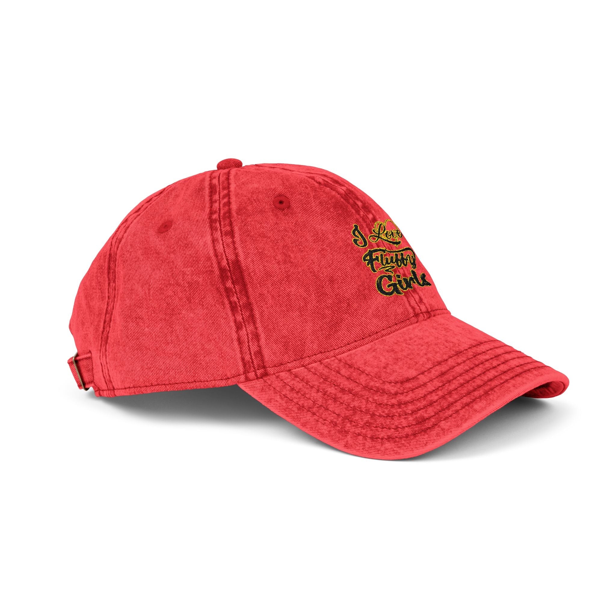 Vintage Embroidered Cap — I love Fluffy Girls Hats Printify 