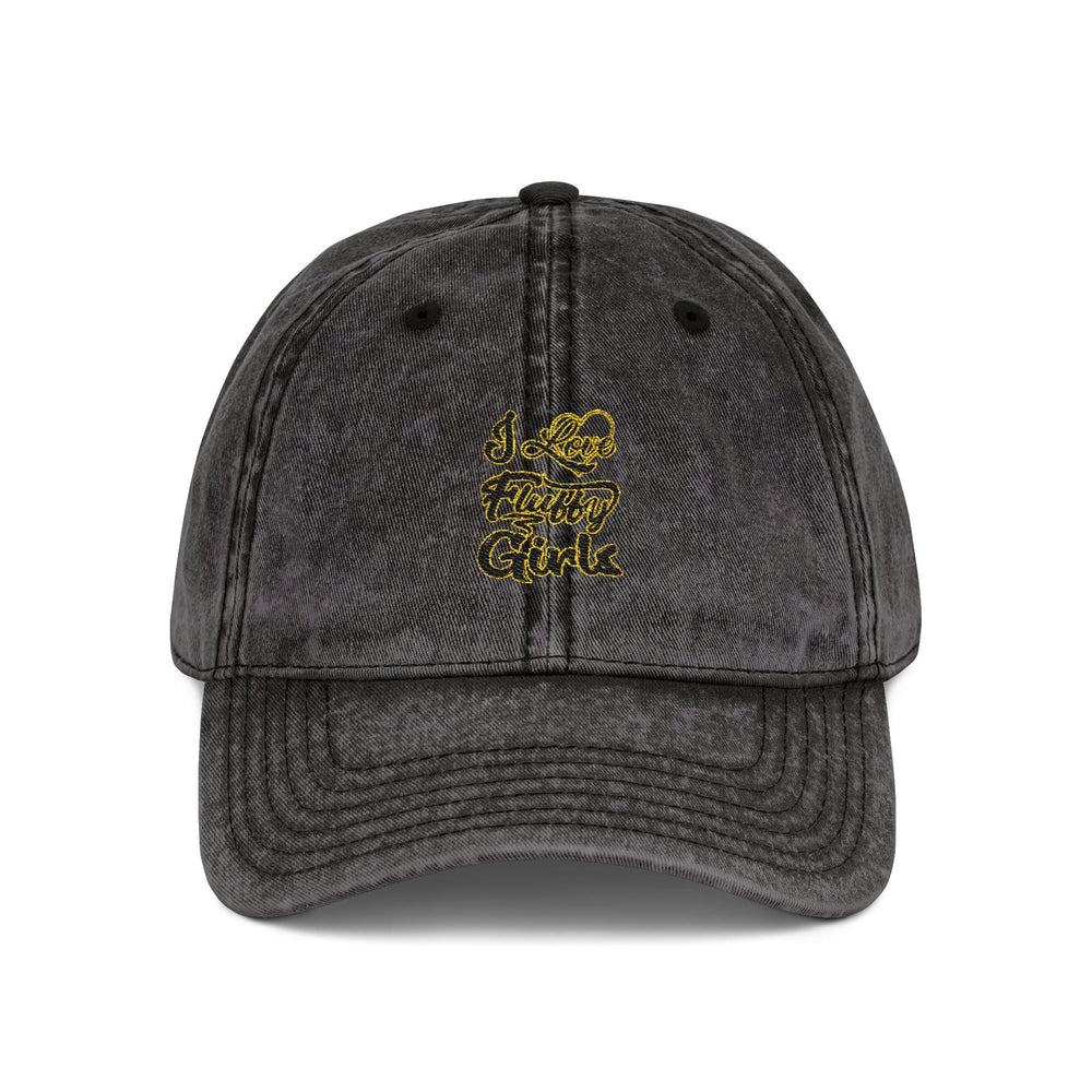 Vintage Embroidered Cap — I love Fluffy Girls Hats Printify One size Black 