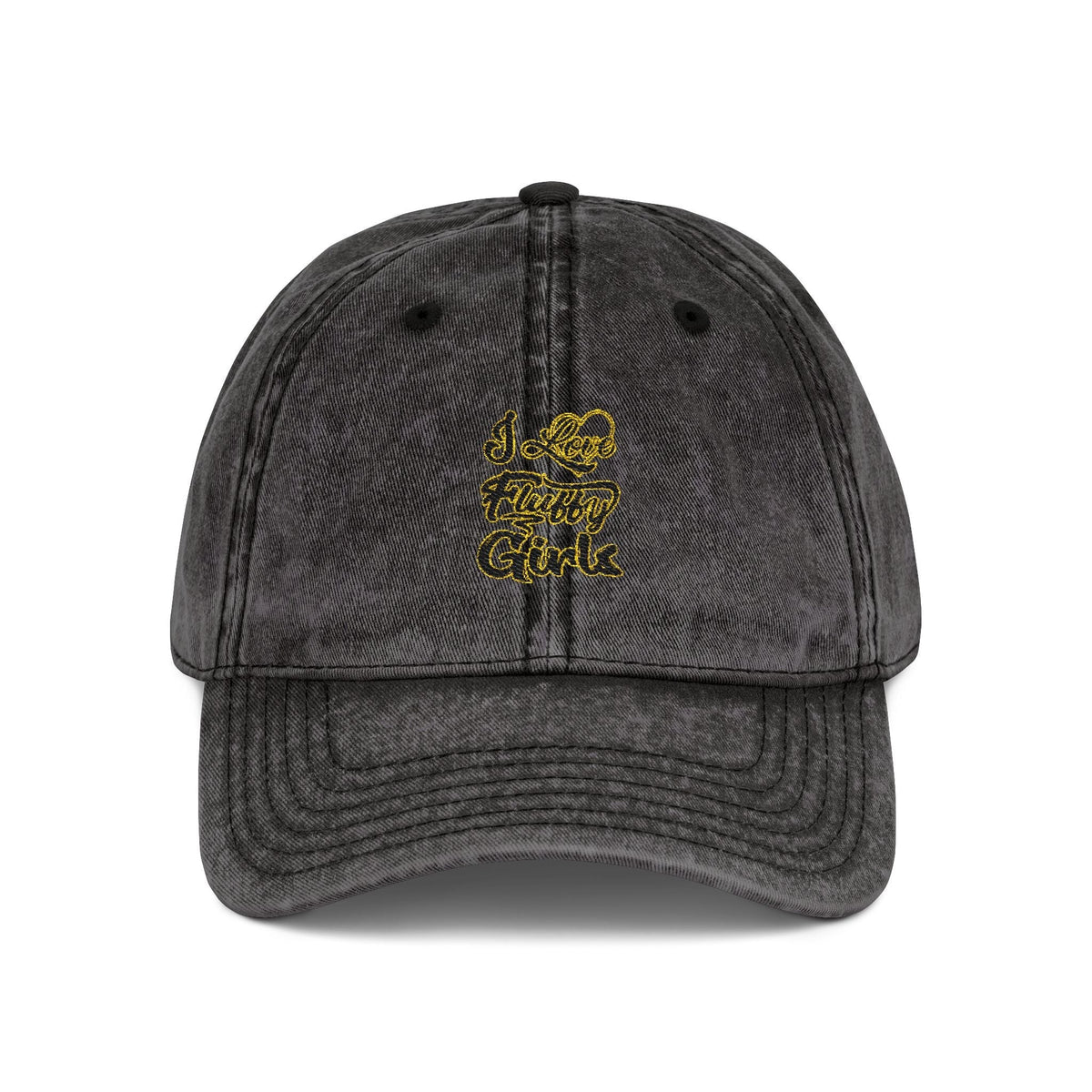 Vintage Embroidered Cap — I love Fluffy Girls Hats Printify One size Black 