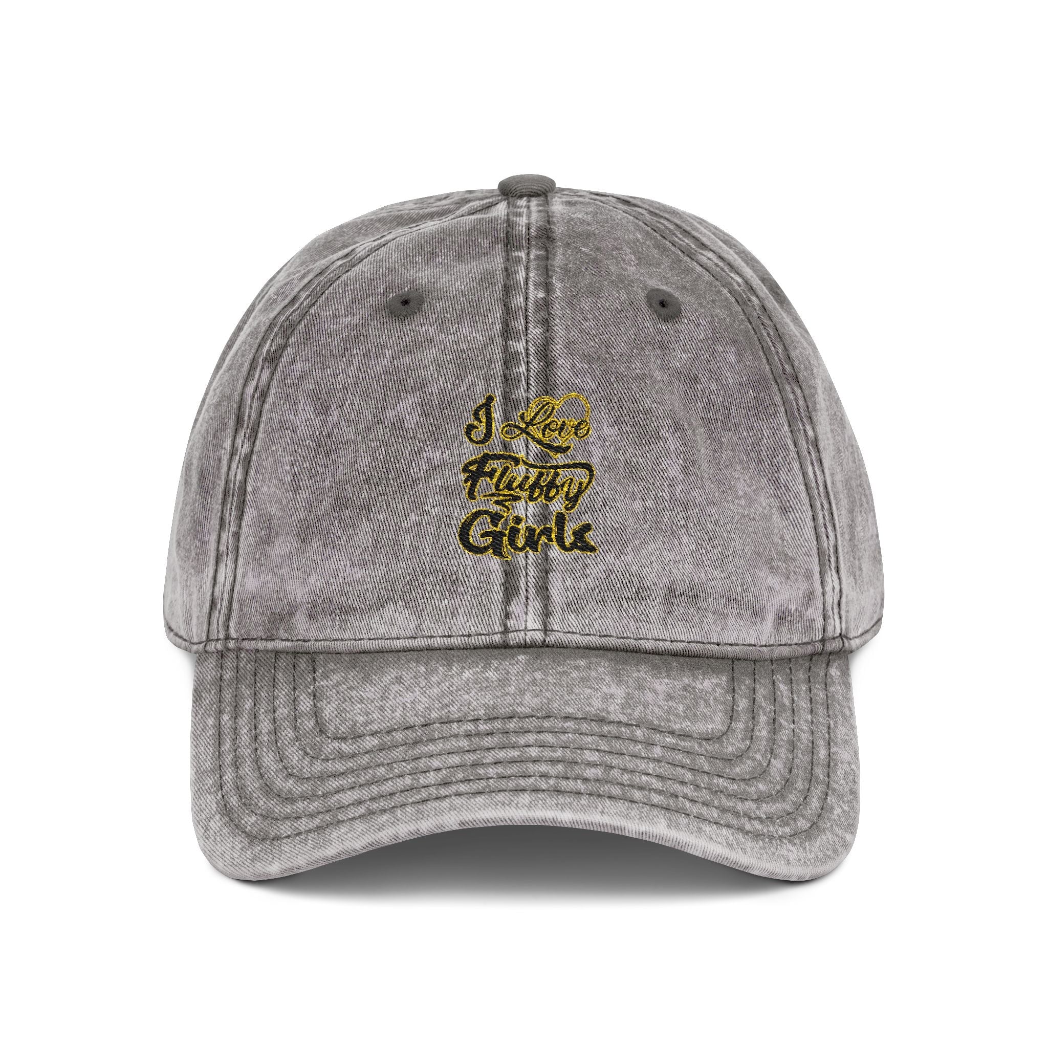 Vintage Embroidered Cap — I love Fluffy Girls Hats Printify One size Charcoal Grey 
