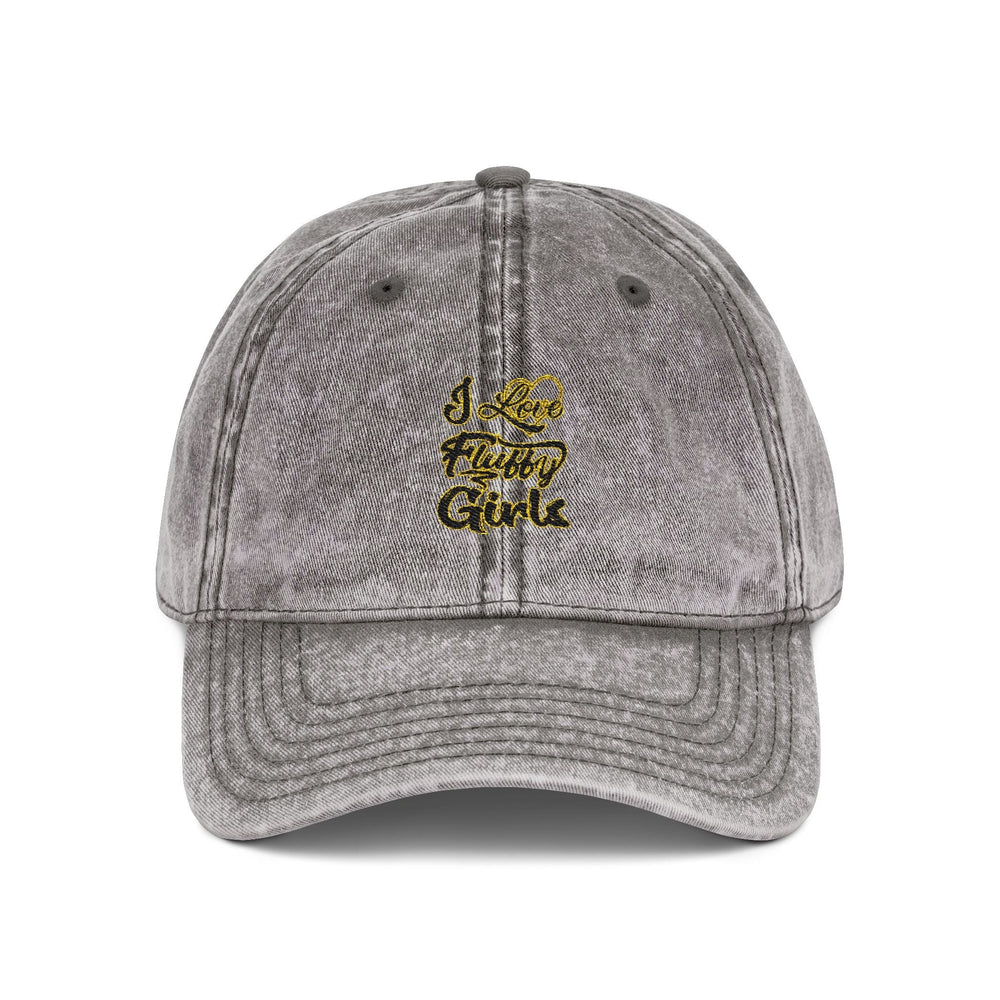Vintage Embroidered Cap — I love Fluffy Girls Hats Printify One size Charcoal Grey 