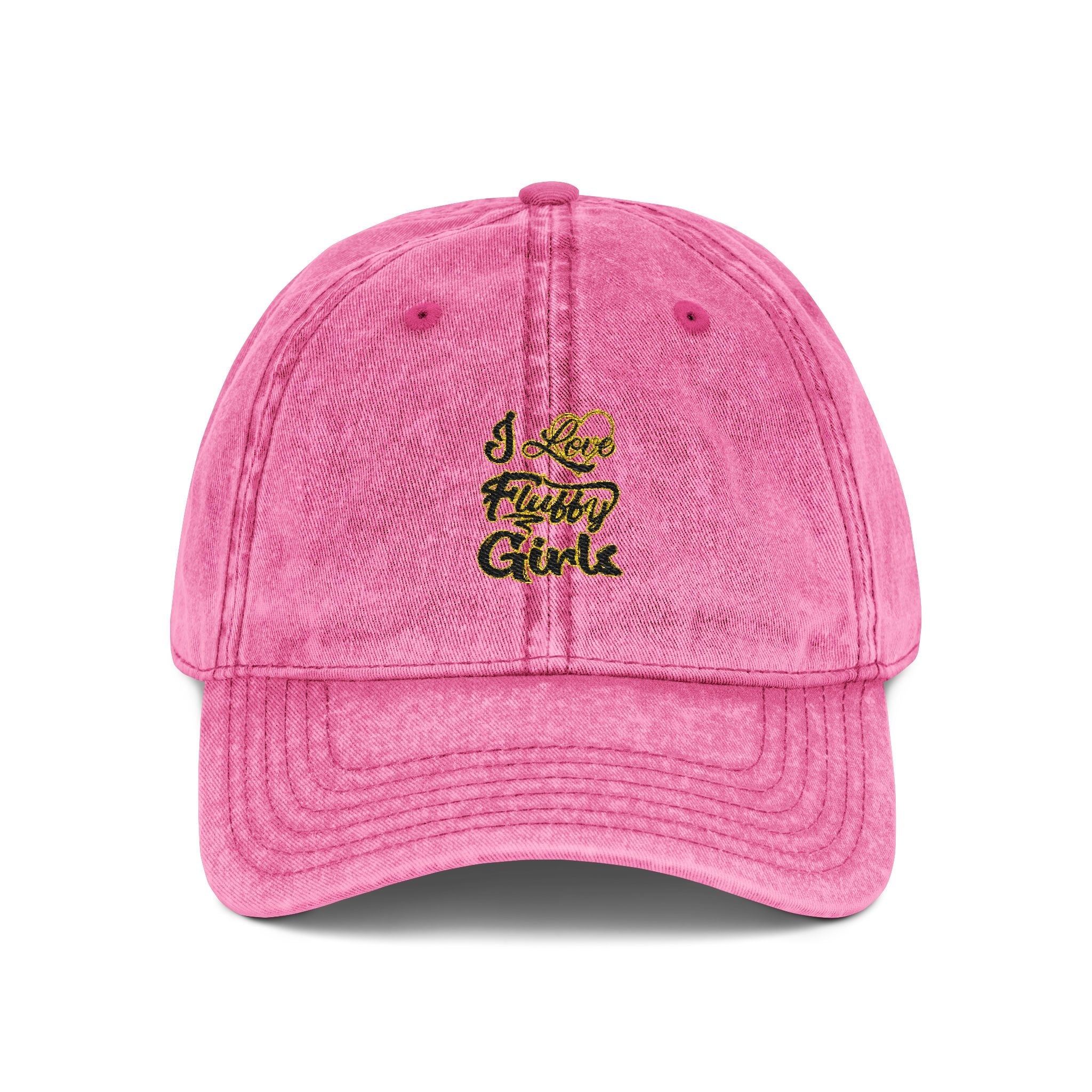 Vintage Embroidered Cap — I love Fluffy Girls Hats Printify One size Pink 