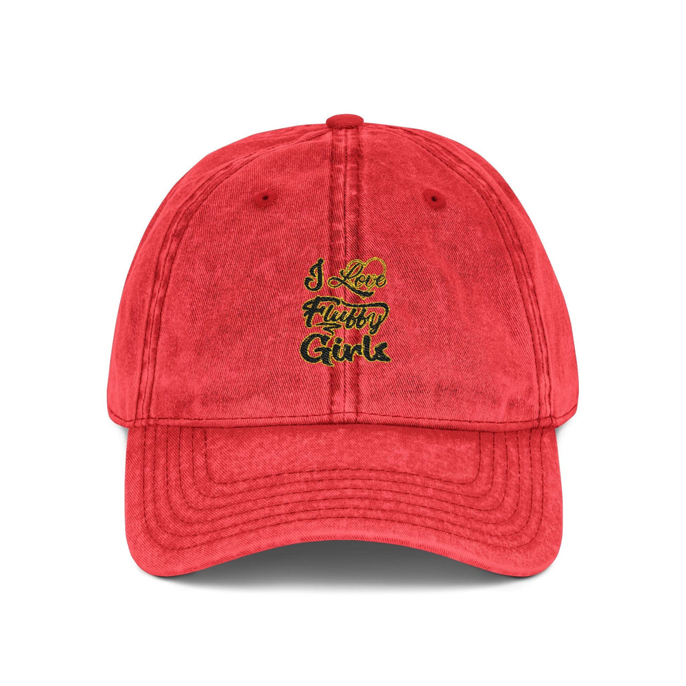 Vintage Embroidered Cap — I love Fluffy Girls Hats Printify One size Red 