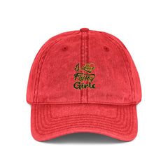Vintage Embroidered Cap — I love Fluffy Girls Hats Printify One size Red 