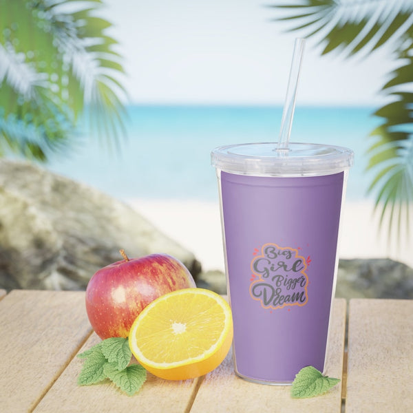 Big Girl Bigger Dream Plastic Tumbler with Straw Mug Printify 