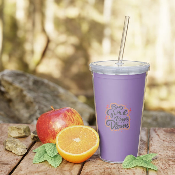Big Girl Bigger Dream Plastic Tumbler with Straw Mug Printify 
