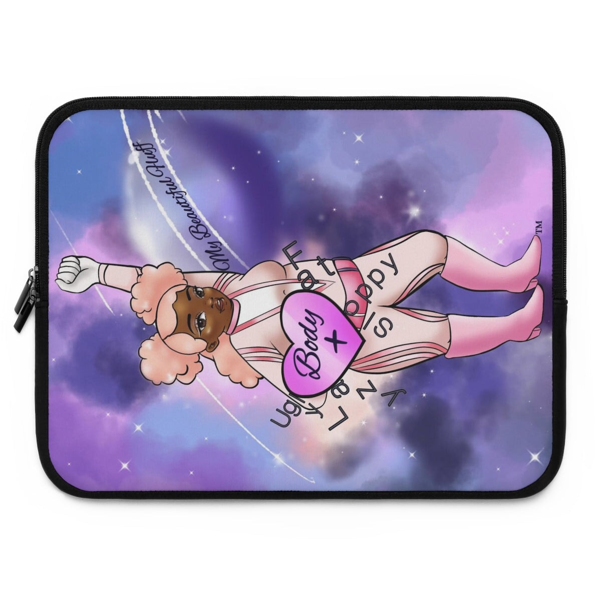 Body Positive Super Hero 13 inch Laptop Sleeve Laptop Sleeve Printify Black 15" 