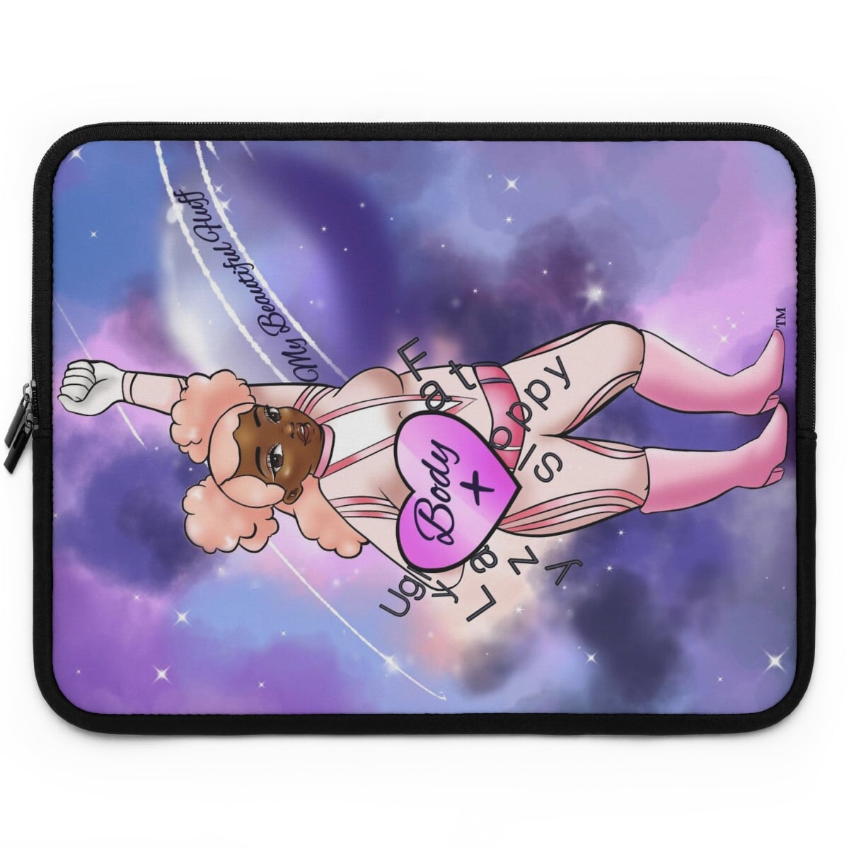 Body Positive Super Hero 13 inch Laptop Sleeve Laptop Sleeve Printify Black 17" 