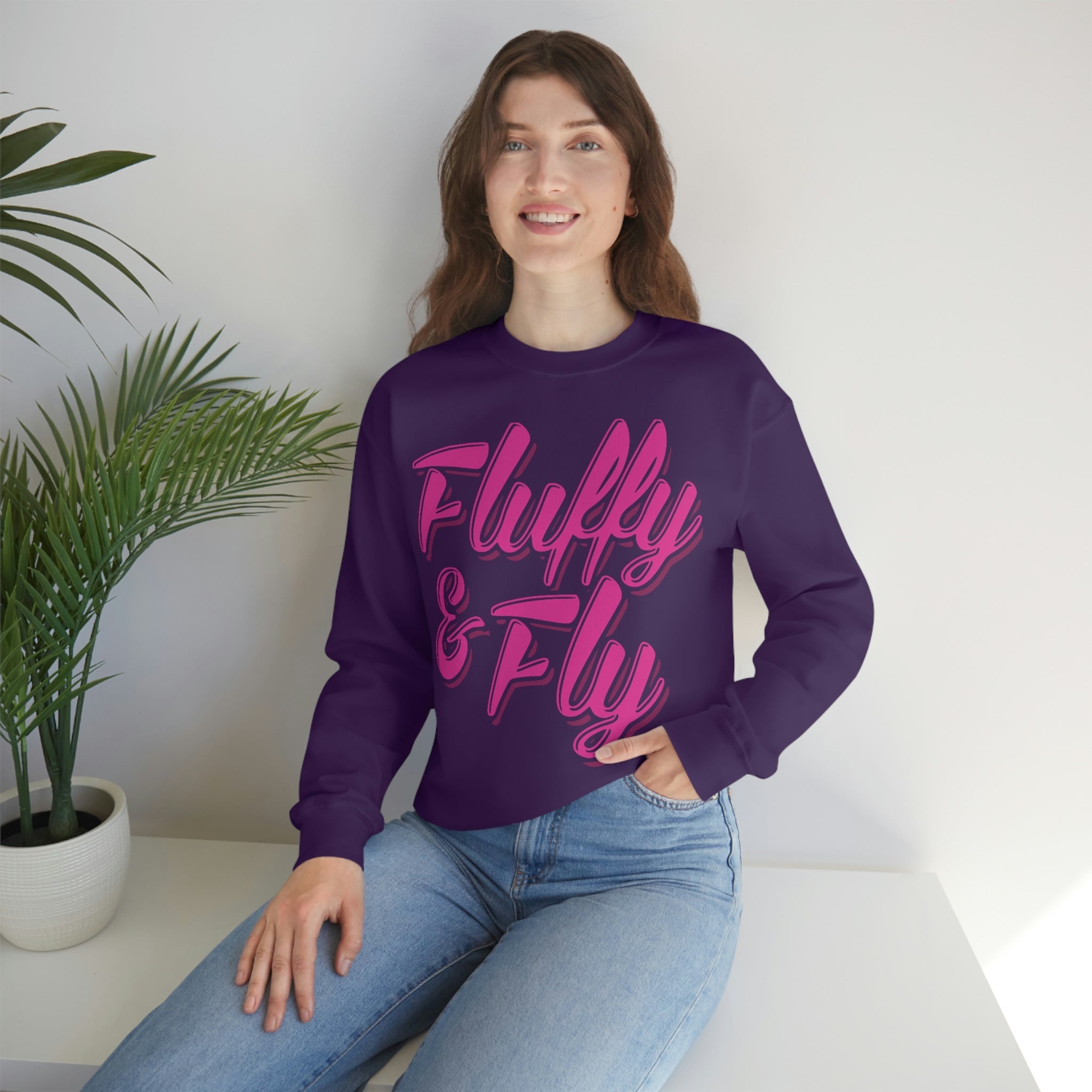 Fluffy crew neck sweater hot sale