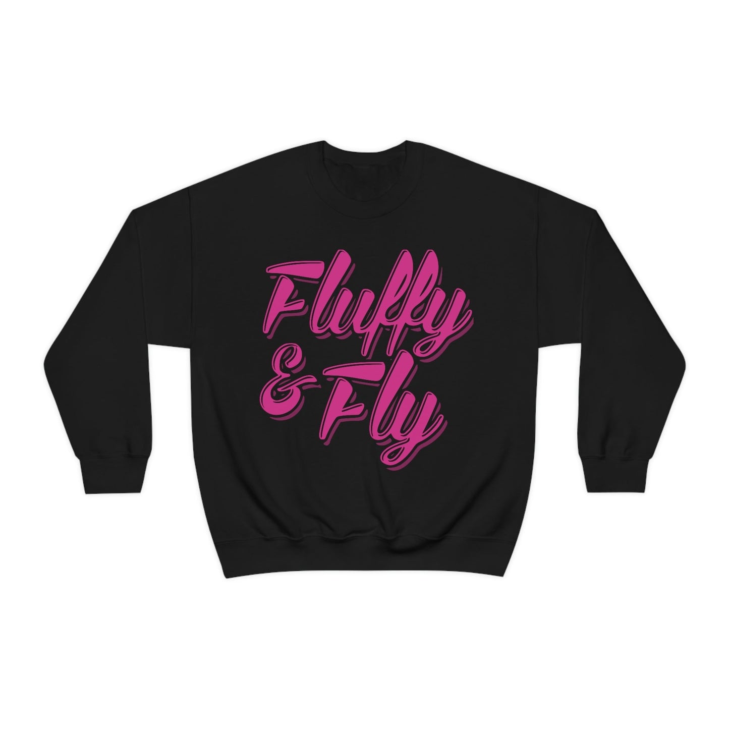 Fluffy & Fly Unisex Heavy Blend™ Crewneck Sweatshirt Sweatshirt Printify S Black 