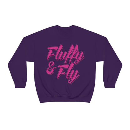 Fluffy & Fly Unisex Heavy Blend™ Crewneck Sweatshirt Sweatshirt Printify S Purple 