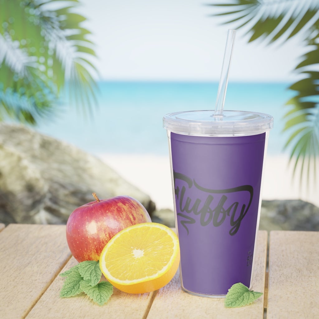 Fluffy Plastic Tumbler with Straw Mug Printify 