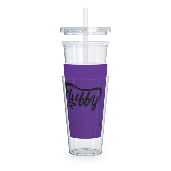 Fluffy Plastic Tumbler with Straw Mug Printify 