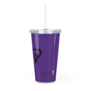 Fluffy Plastic Tumbler with Straw Mug Printify 