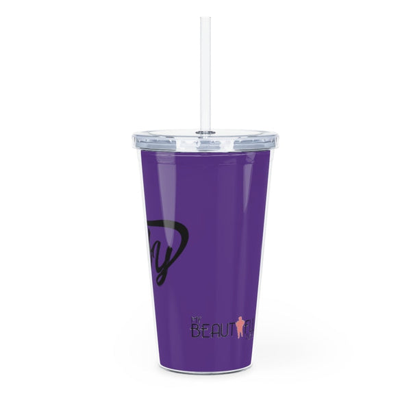 Fluffy Plastic Tumbler with Straw Mug Printify 