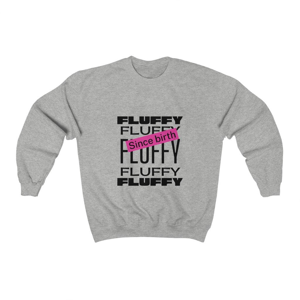 Fluffy Since Birth Unisex Heavy Blend™ Crewneck Sweatshirt Sweatshirt Printify Ash S 