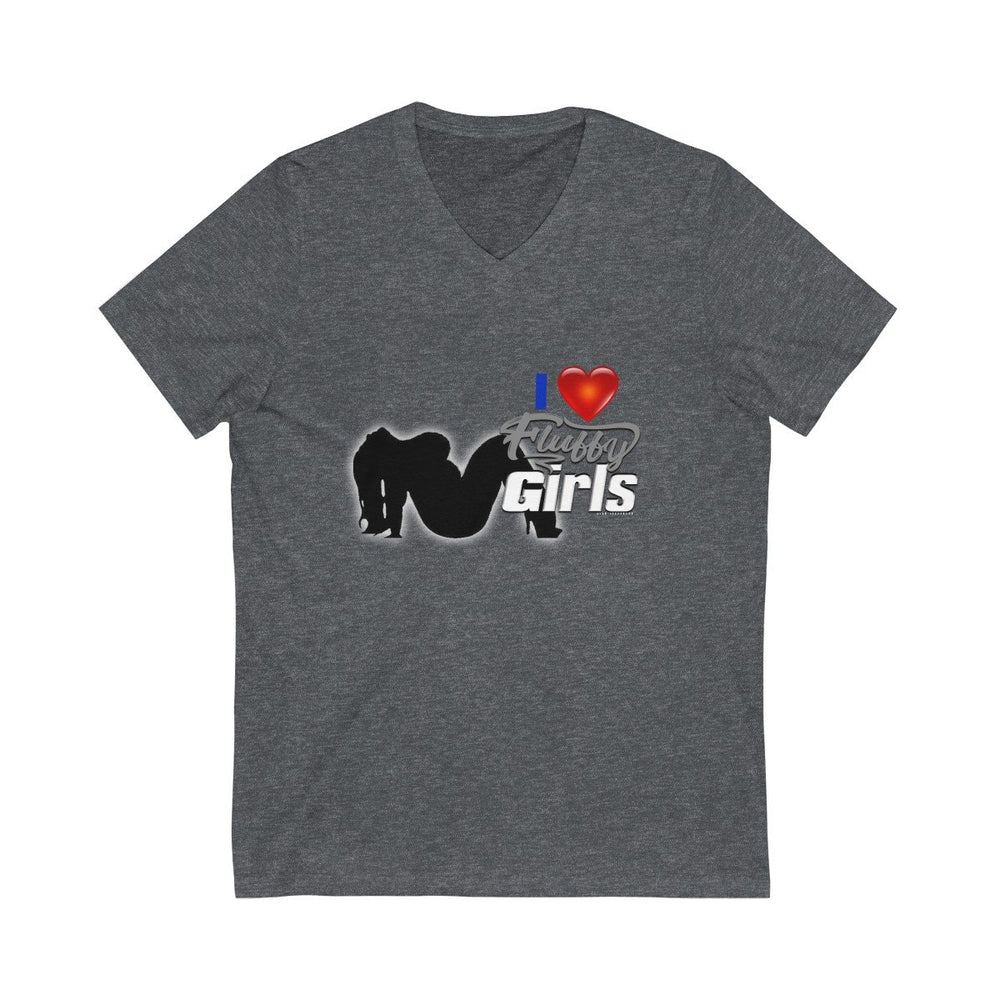 I love Fluffy Girls Men's Jersey Short Sleeve V-Neck Tee V-neck Printify Dark Grey Heather L 