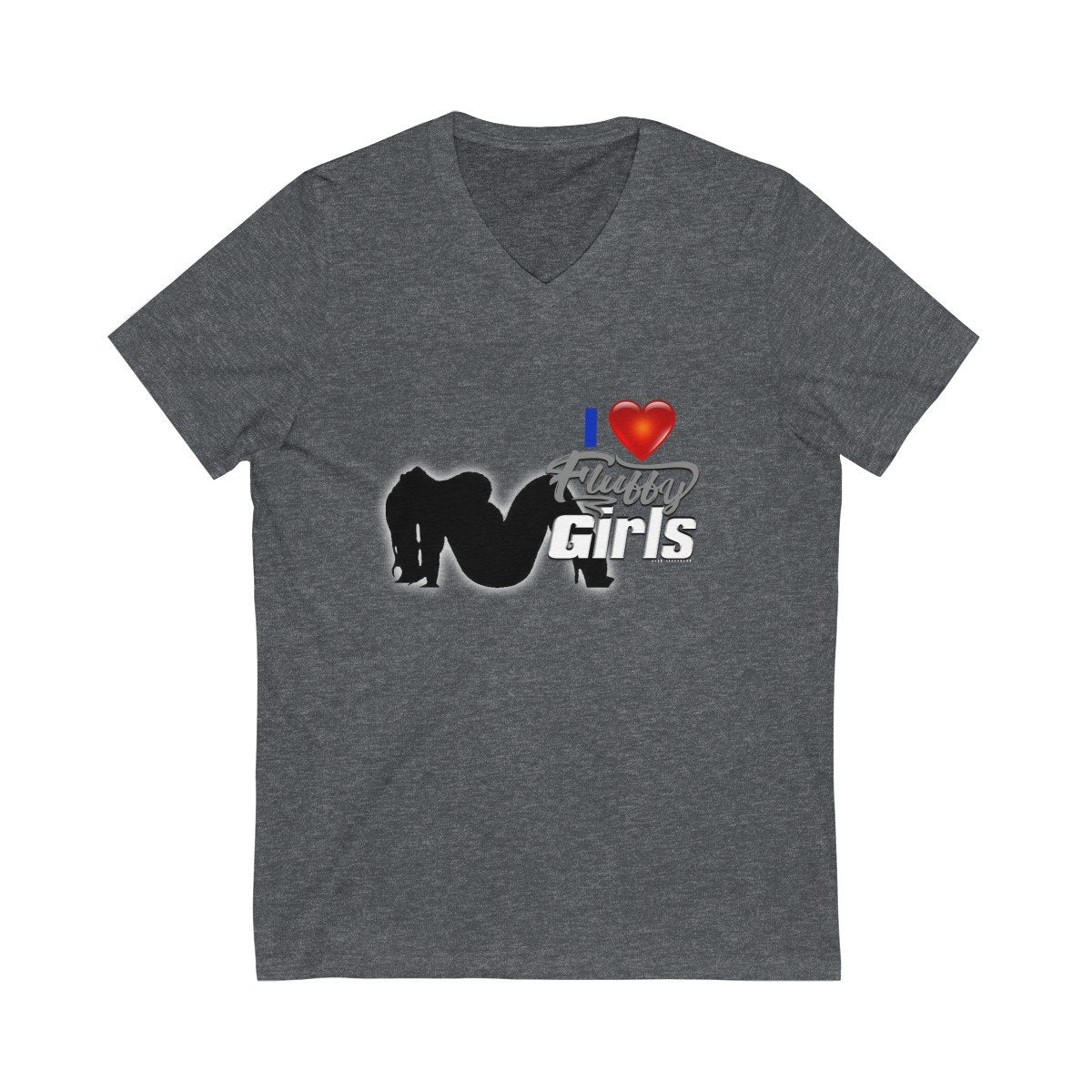 I love Fluffy Girls Men's Jersey Short Sleeve V-Neck Tee V-neck Printify Dark Grey Heather L 