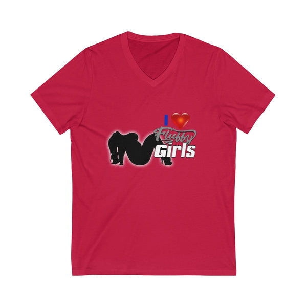 I love Fluffy Girls Men's Jersey Short Sleeve V-Neck Tee V-neck Printify Red S 