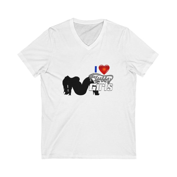 I love Fluffy Girls Men's Jersey Short Sleeve V-Neck Tee V-neck Printify White S 