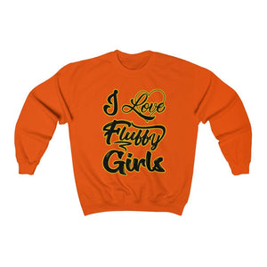 I Love Fluffy Girls Small-5xL Unisex Heavy Blend™ Crewneck Sweatshirt Sweatshirt Printify Orange S 