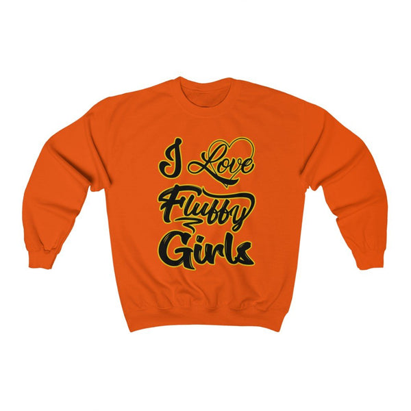I Love Fluffy Girls Small-5xL Unisex Heavy Blend™ Crewneck Sweatshirt Sweatshirt Printify Orange S 